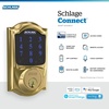 image:imageSCHLAGE BE469ZP CEN 622 Connect Smart Deadbolt with alarm with Century Trim in Matte Black ZWave Plus enabledBright Brass