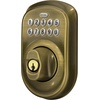 image:imageSchlage Electronic Keypad Deadbolt Lock Camelot Trim Antique BrassAntique Brass