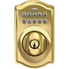 image:imageSchlage Electronic Keypad Deadbolt Lock Camelot Trim Antique BrassBright Brass