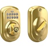 image:imageSchlage Electronic Keypad Deadbolt Lock Camelot Trim Antique BrassBright Brass