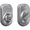 image:imageSchlage Electronic Keypad Deadbolt Lock Camelot Trim Antique BrassSatin Chrome Pack of 1