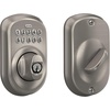 image:imageSchlage Electronic Keypad Deadbolt Lock Camelot Trim Antique BrassSatin Nickel