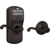 image:imageSchlage Electronic Keypad Lock Lever Handle Camelot Trim Satin NickelAged Bronze