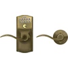 image:imageSchlage Electronic Keypad Lock Lever Handle Camelot Trim Satin NickelAntique Brass