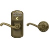 image:imageSchlage Electronic Keypad Lock Lever Handle Camelot Trim Satin NickelAntique Brass