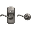 image:imageSchlage Electronic Keypad Lock Lever Handle Camelot Trim Satin NickelAntique Pewter