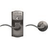 image:imageSchlage Electronic Keypad Lock Lever Handle Camelot Trim Satin NickelAntique Pewter