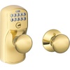 image:imageSchlage Electronic Keypad Lock Lever Handle Camelot Trim Satin NickelBright Brass
