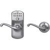 image:imageSchlage Electronic Keypad Lock Lever Handle Camelot Trim Satin NickelSatin Chrome