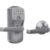 image:imageSchlage Electronic Keypad Lock Lever Handle Camelot Trim Satin NickelSatin Chrome