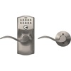 image:imageSchlage Electronic Keypad Lock Lever Handle Camelot Trim Satin NickelSatin Nickel