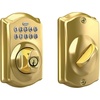 image:imageSchlage Electronic Keypad Deadbolt Lock Camelot Trim Antique BrassBright Brass