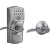 image:imageSchlage Electronic Keypad Lock Lever Handle Camelot Trim Satin NickelSatin Chrome