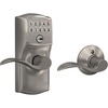 image:imageSchlage Electronic Keypad Lock Lever Handle Camelot Trim Satin NickelSatin Nickel