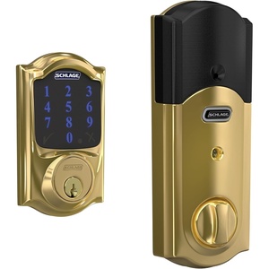 image:imageSCHLAGE BE469ZP CEN 622 Connect Smart Deadbolt with alarm with Century Trim in Matte Black ZWave Plus enabledBright Brass
