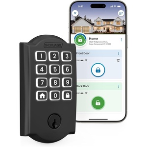 image:imageSchlage Arrive Smart WiFi Deadbolt Lock with Remsen Trim Satin NickelMatte Black
