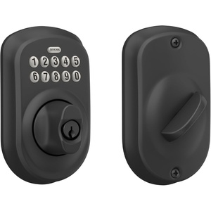 image:imageSchlage Electronic Keypad Deadbolt Lock Camelot Trim Antique BrassMatte Black Pack of 1