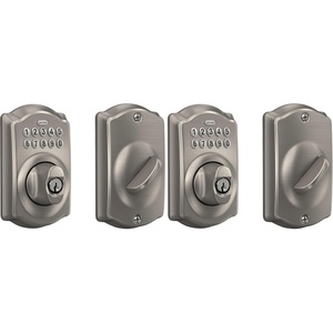 image:imageSchlage Electronic Keypad Deadbolt Lock Camelot Trim Antique BrassSatin Nickel Pack of 2